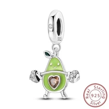 MULA 925 Sterling Silver DIY Charm CZ Enamel Forness Avocado For Women Bracelet