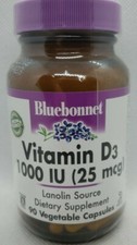 Bluebonnet Vitamin D3 1000 IU (25 mcg), 90 vegetable capsules