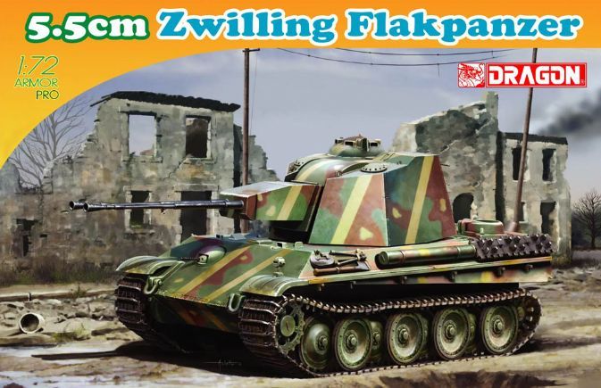 1/72 DRAGON 7488 Zwilling Flakpanzer Tank Model Kit 5.5cm Scale