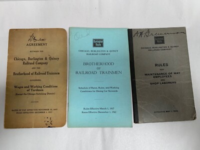 Menge ''3'' Vintage Chicago Burlington & Quincy Railroad Union Code Regelbuch (B6)