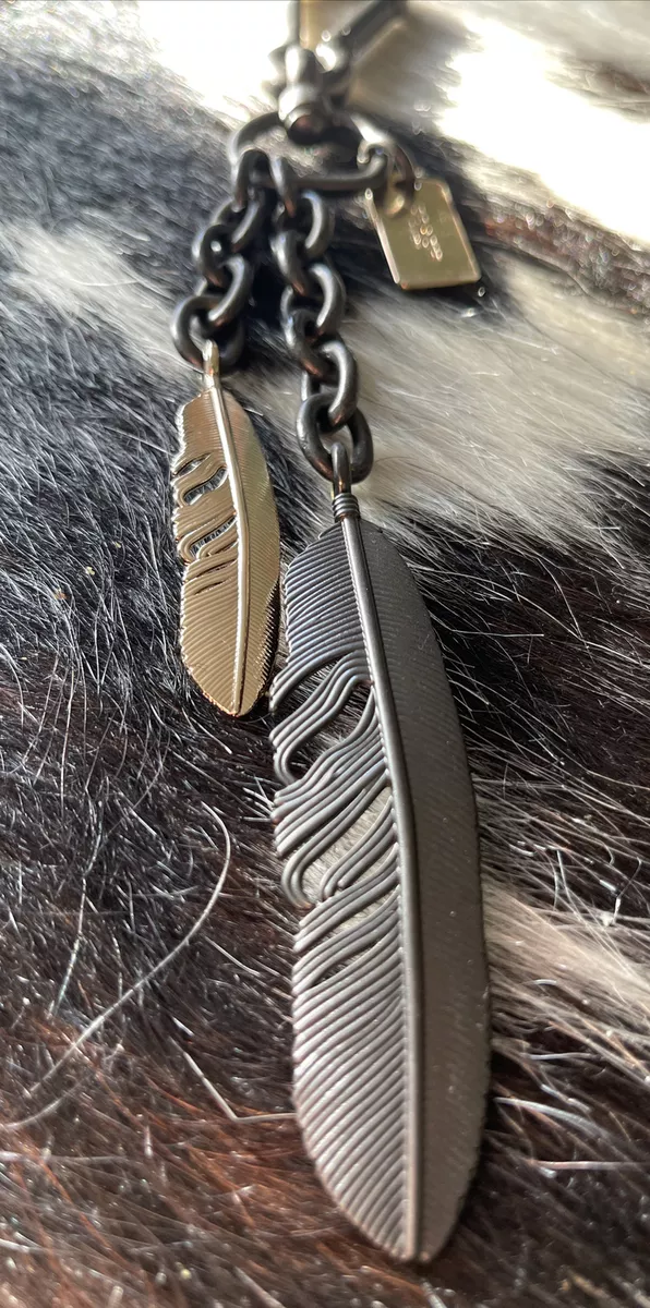 Multi Coach Metal Feather Bag Key Fob Charm 63598 Keychain Purse