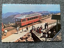 Streamline Diesel Cog Train at the summit of Pikes Peak in CO. Vintage Postcard
