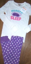 Pajama Set Gymboree 2pc White Purple Beauty Sleep Cotton size 3 yrs New
