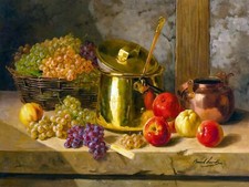 Still life grapes and apples Accent Tile Mural Kitchen Bathroom Backsplash 8x6