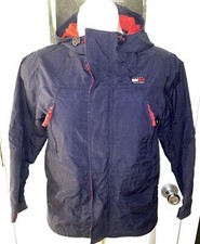 VINTAGE Tommy Hilfiger Jacket Child Large Blue Spellout Hood Zip Y2K