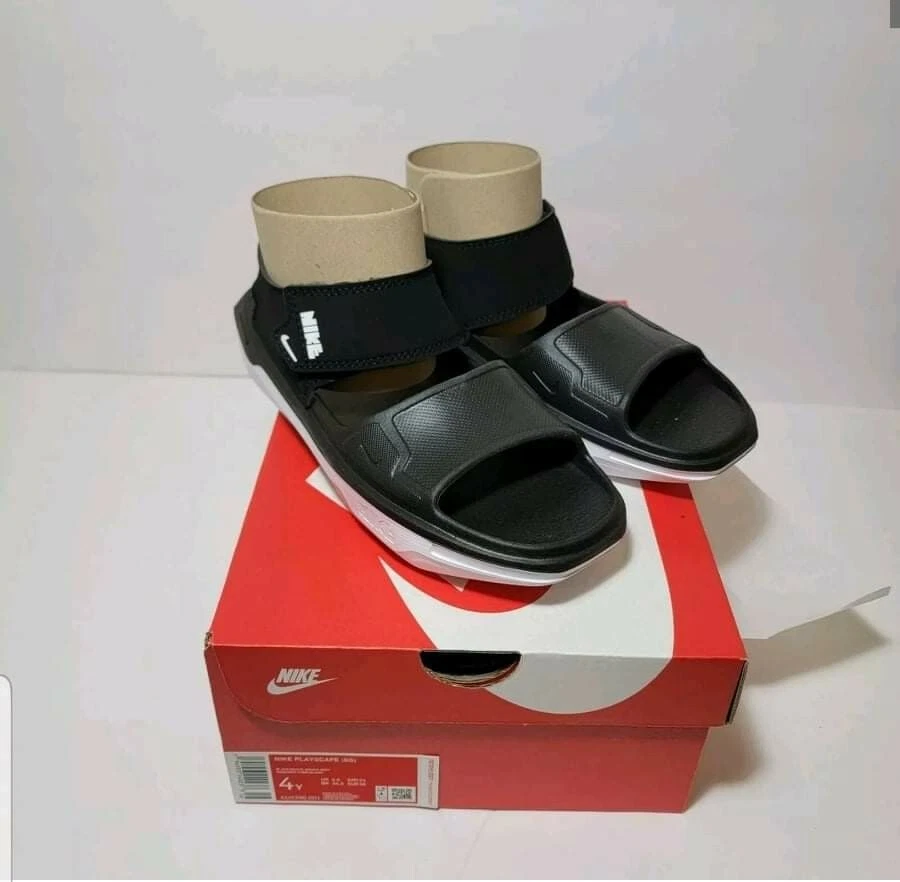 Sandali Nike Playscape UNISEX nuovi giovani grandi BAMBINI nero bianco