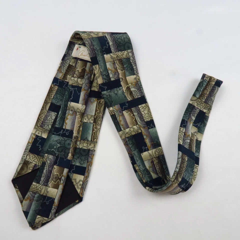 Corbata de Colección Arnold Palmer Verde Marrón Diseño Mandala 59x4 Clásica Antigua Foto 4 de 4