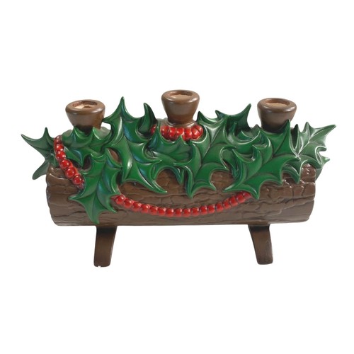 Vtg 1981 Atlantic Mold Christmas Yule Log Candle Holder