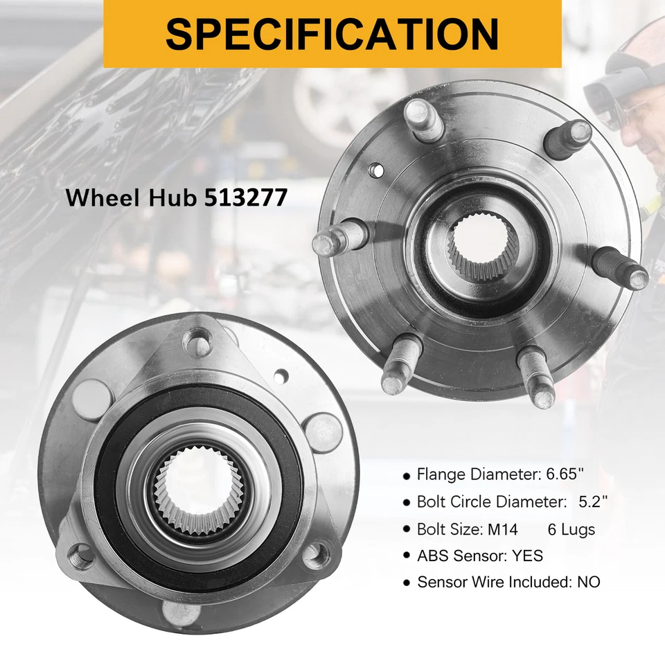 Front and Rear Wheel Hub Bearings Set of 4 for 2008-2017 Buick Enclave 3.6L V6 Foto 3 de 4