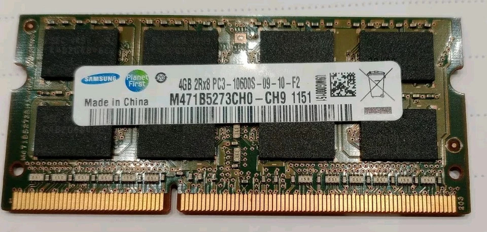 RAM SAMSUNG 4GB 2RX8 PC3-10600S . PC ORDINATEUR PORTABLE.