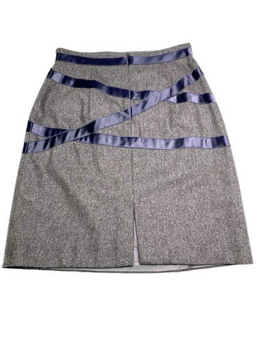 Vintage Escada Margaretha Ley A Line Skirt Womens 38 Gray Blue Wool - Picture 7 of 10