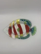 Glass Fish Plate By Jan Mitchell Fused Stretch Glass Signed Unique Hand Made
