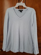 DKNY Jeans Women Light Blue Pullover Cotton Sweater M