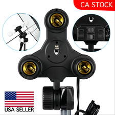 Britek 4 Socket 400W MAX Light Fixture, 4 Switch, Umbrella Hole for Photo Studio