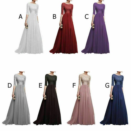 Vestido de Cóctel vestidos Noche Formal Largo fiesta de mujer de boda de  Encaje Maxi estilo retro | eBay