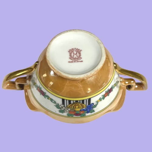 Vintage Noritake Hand-Painted Porcelain Open Sugar Bowl Fruit Art Pottery Japan - Picture 6 of 6