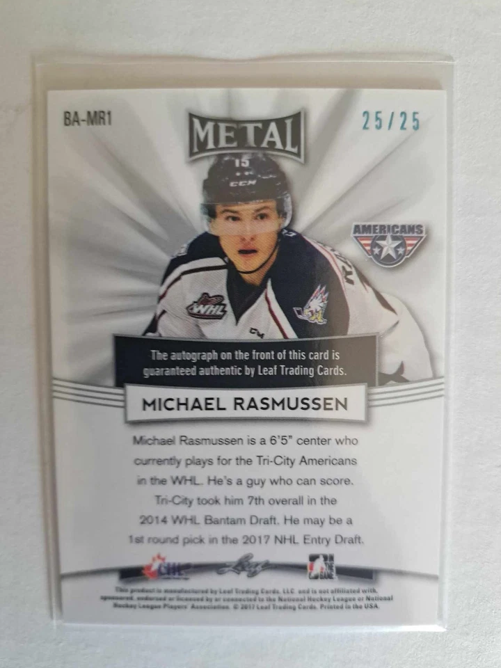 2016-17 Leaf Metal Blue Prismatic /25 Michael Rasmussen #BA-MR1 Auto - Image 2 of 2