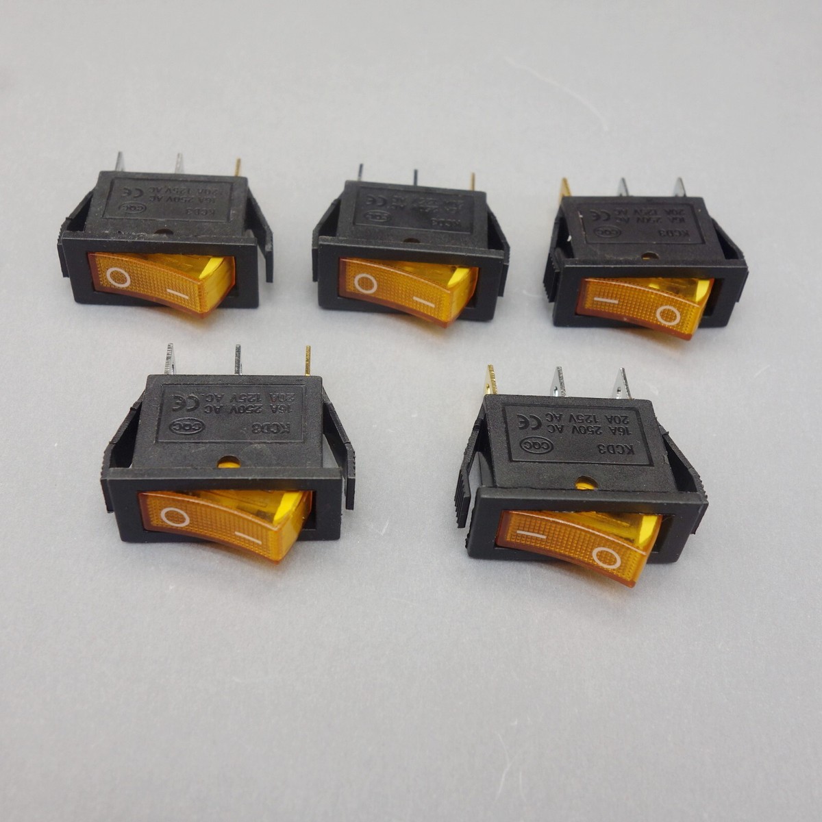 50Pcs YELLOW Light Illuminated Rectangle 2 Position Rocker Switch