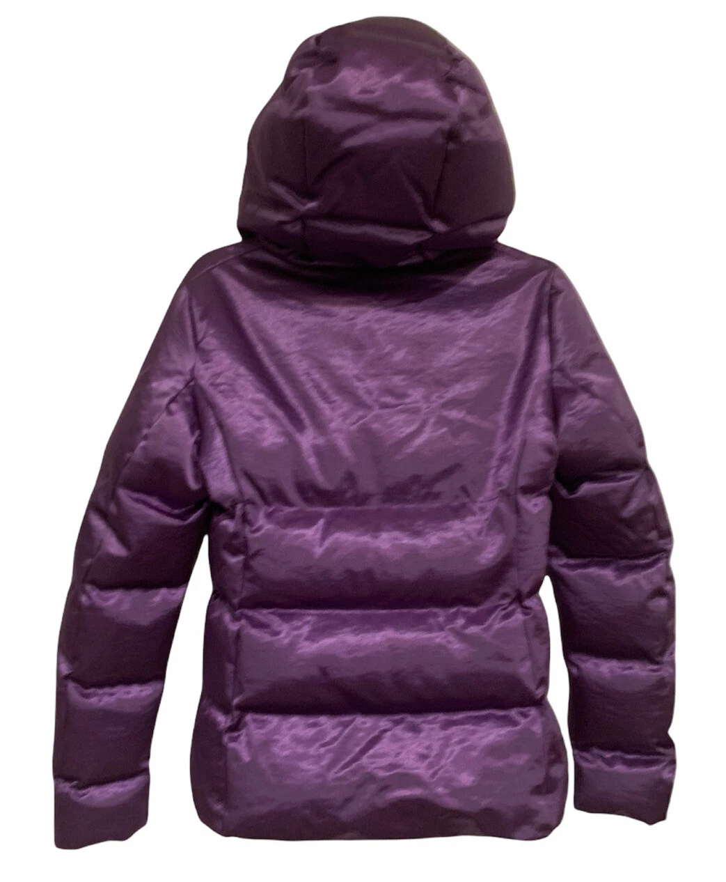 Love Moschino taglia 4 40 giacca donna viola ricamata cuore con cappuccio puffer