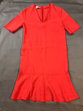 Stella McCartney Dress Womens 38 Orange Zipper V Neck Sheat Pockets