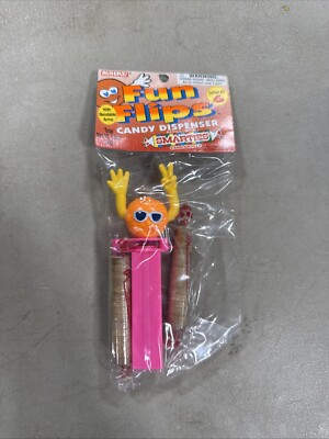 VTG 1994 Alberts FUN FLIPS Candy PEZ LIKE Dispenser Container Orange B2