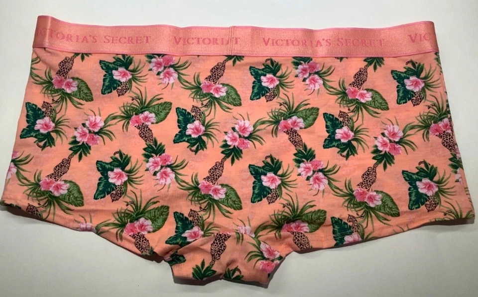 Victoria's Secret Tropical Hibisco Leopardo Niño Pantalones Cortos Coral Melocotón L XL Foto 4 de 4