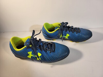 Under Armour Kids Blue Yellow Soccer Shoes Cleats Size 11K