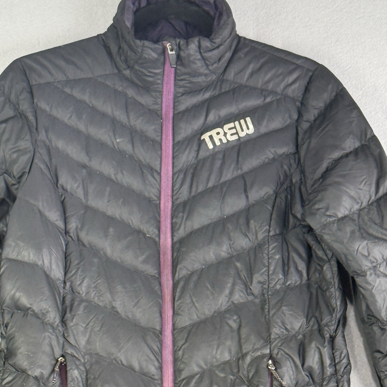 Trew Gear Super Down Quilted Puffer Jacket Women S Black 850+ Full Zip Patched