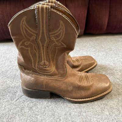 Ariat Bully Bully Boots Western Brown Size 2 4LR Square Toes Style 10029603