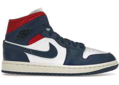 Nike Air Jordan 1 Mid White French Blue Red Sail BQ6472-146 Women  