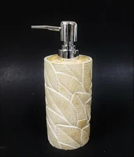 CROSCILL BEIGE RESIN LEAF,FEATHER DESIGN SOAP DISPENSER SILVER CHROME PUMP