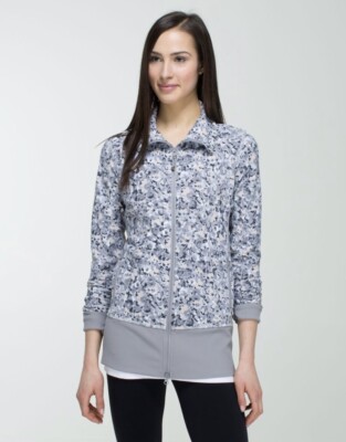 Lululemon Nice Asana Jacket Not So Petite Fleur Silver Spoon/Ambient Grey 8