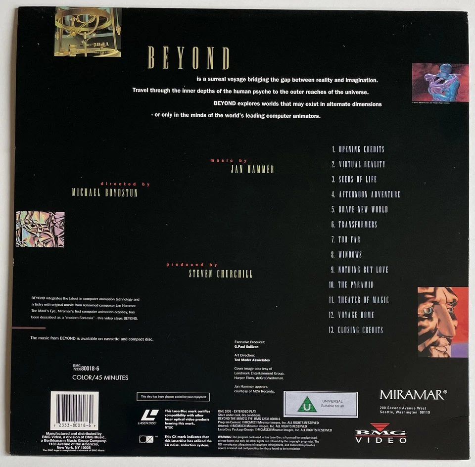 Beyond the Mind's Eye 1992 Music by Jan Hammer  LD Laserdisc NTSC - Image 2 of 4