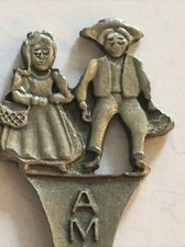 Vintage Souvenir Spoon US Collectible Pewter Amish Country Wilkum