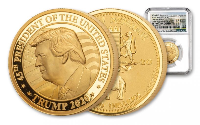 2020 Somalia 1-oz Gold Donald Trump Ultra High Relief Proof