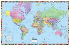Cool Owl Maps World Map Folded Poster 24"x36" (when unfolded)