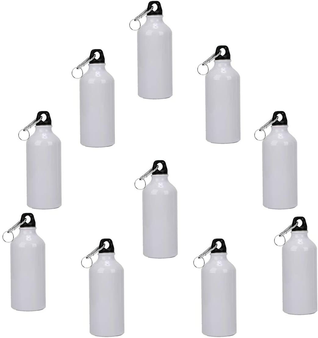 PreAsion 10pcs 500ml Blank Coated Sublimation Aluminum Water
