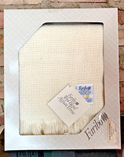 Faribo Afghan Throw White 50"X60" Wool Plus Thermal Classic Washable