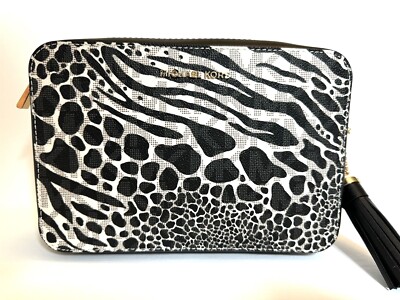 MICHAEL Michael Kors Logo Jet Set animal print Camera Crossbody Bag