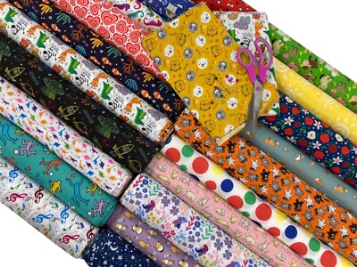 Gemusterter Polycotton Stoff Kinder Neuheit Tier Schneiderei Bastelmaterial