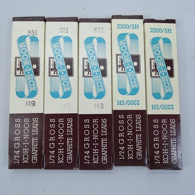5 BOXES OF VINTAGE NEW KOH-I-NOOR 2200/5H 1/24 GROSS GRAPHITE LEADS