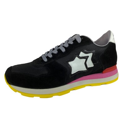 E69 sneaker donna ATLANTIC STARS VEGA black vintage effect shoe woman