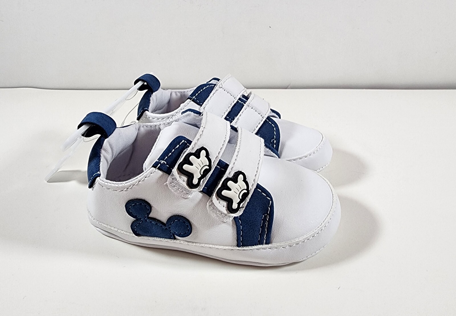 Sz 9-12 Months White & Blue Hook & Loop
