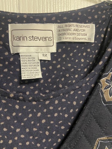 Vintage Karin Stevens Kleid Damen 12 langärmelig angebrachte Weste bescheidene Prärie - Bild 2 von 14