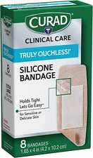 Curad Truly Ouchless Extra Large Silicone Bandages, Flexible Fabric, 8 Count