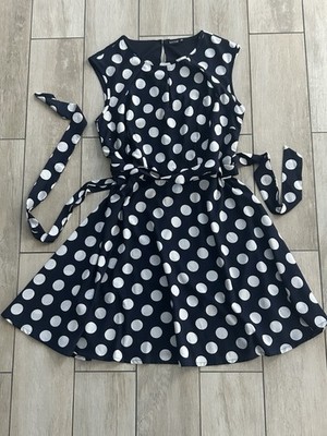 Bodyflirt Kleid - Gr. 38 - Dunkelblau Weiß Punkte Polka Dot - wie NEU!