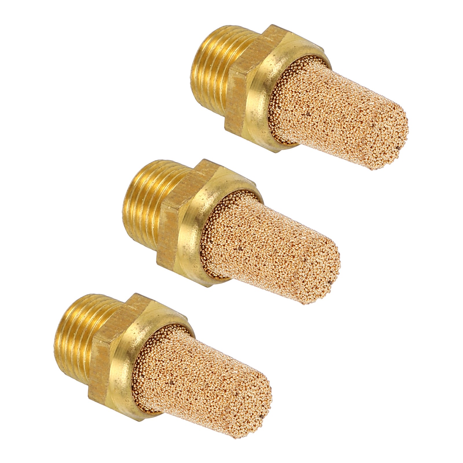 3 x Pneumatic Exhaust Muffler, 1/8" NPT Male Sintered Bronze Mufflers