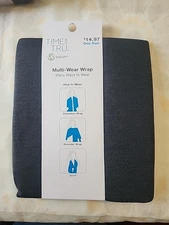 Time & Tru Multi-Wear Wrap Shaw Scarf One Size  - Dark Gray