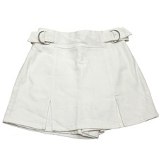 NEW Elodie Size XL White Pleated High-Waist Skort Faux Belt Buckle Accents