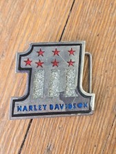Vintage Harley Davidson #1 Belt Buckle RED/WHITE/BLUE